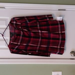 Liz Claiborne burgundy plaid dress blouse